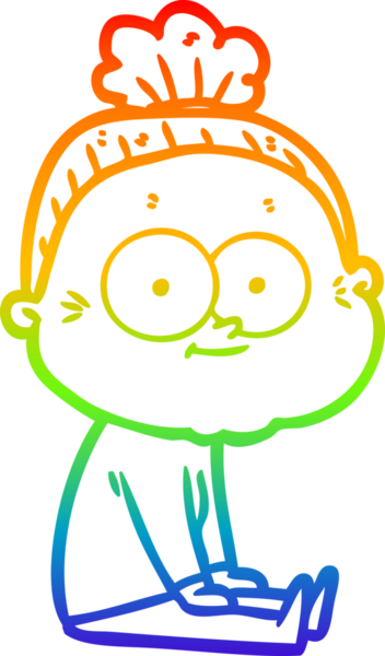 Gökkuşağı gradyan çizgi çizimi Bir insan tarafından çizilmiş mutlu yaşlı kadın