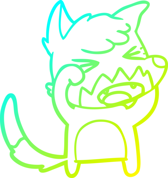 Kızgın bir tilki çizgi filminin soğuk gradyan çizimi. Bir insan tarafından çizilmiş gözleri.