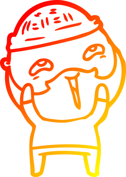 Bir insan tarafından çizilmiş mutlu sakallı bir adamın çizgi çizimi.