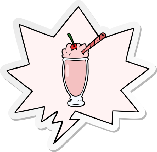 bir insan tarafından çizilmiş konuşma kabarcığı etiketli karikatür milkshake 'i