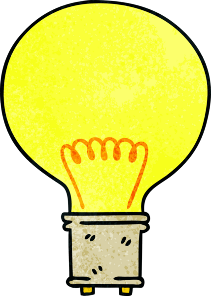 Bir insan tarafından çizilmiş garip çizgi film ampulü.