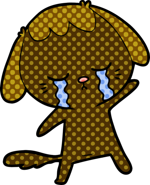 Bir insan tarafından çizilmiş ağlayan bir köpek.