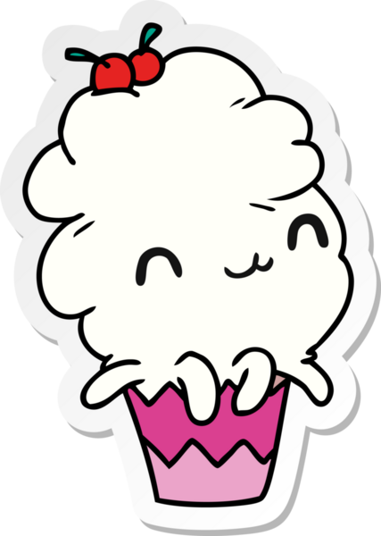 Etiket çizimi: kawaii ahtapot keki. Bir insan tarafından çizilmiş.