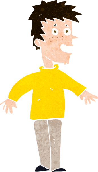 Bir insan tarafından çizilmiş mutlu çocuk çizgi filmi.