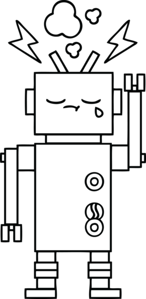 Bir insan tarafından çizilmiş ağlayan bir robot çizimi