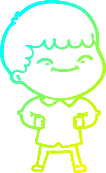 Bir çizgi film karakteri çizen soğuk çizgi bir insan tarafından çizilmiş mutlu çocuk.