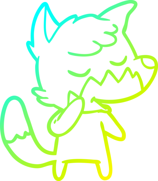 Bir insan tarafından çizilmiş dost canlısı bir tilkinin soğuk çizgi çizimi.