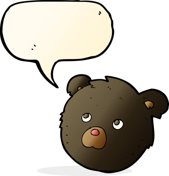 bir insan tarafından çizilmiş konuşma baloncuklu siyah ayı yüzü.