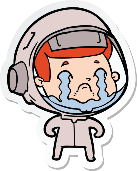 Bir insan tarafından çizilmiş ağlayan bir astronotun çıkartması.