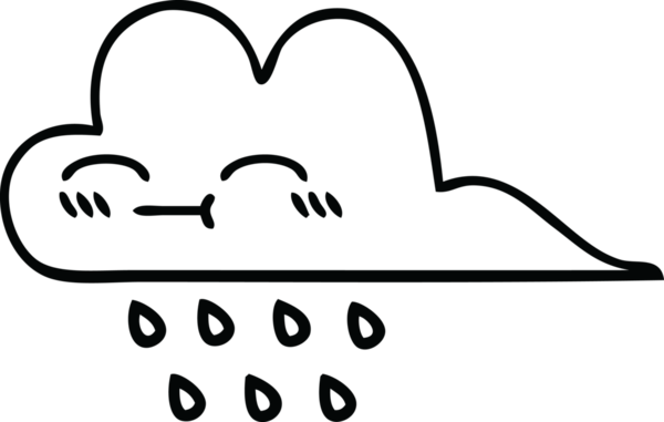 Bir insan tarafından çizilmiş yağmur bulutunun çizgi çizimi