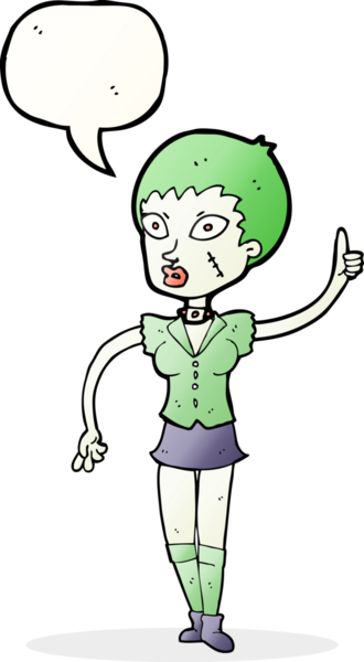 Bir insan tarafından çizilmiş konuşma balonu olan cadılar bayramı kızı.