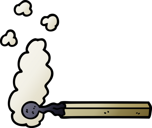 Bir insan tarafından çizilmiş karikatür yanmış kibrit.