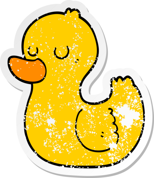 Bir insan tarafından çizilmiş bir ördeğin sıkıntılı çıkartması.