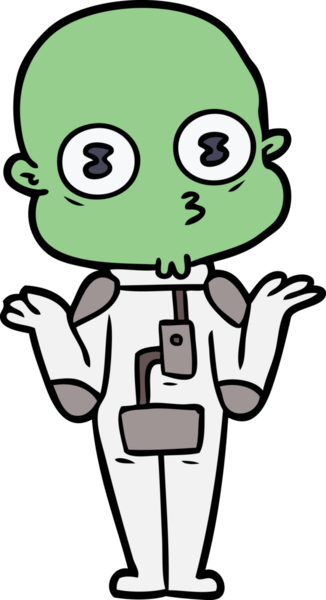 Bir insan tarafından çizilmiş kafası karışık, kel bir uzaylı.