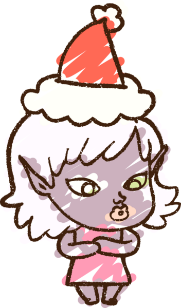 Bir insan tarafından çizilen Noel Elf Tebeşiri