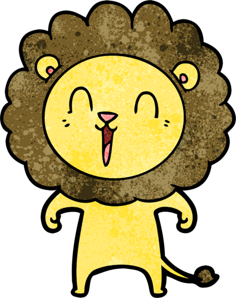 Bir insan tarafından çizilmiş gülen aslan çizgi filmi.