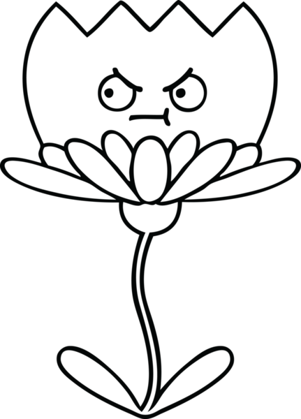 Bir insan tarafından çizilmiş bir çiçeğin çizgi çizimi