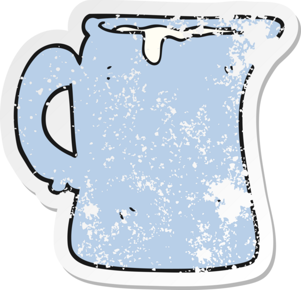 Bir insan tarafından çizilmiş süt sürahisinin gerilimli retro yapıştırması