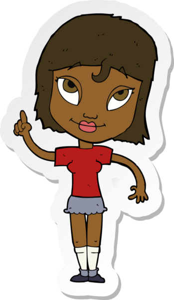 Bir insan tarafından çizilmiş fikri olan bir karikatür kadının çıkartması.