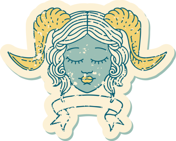 Retro Dövme Biçimi karakter yüzünü bir insan tarafından çizilmiş parşömen pankartıyla düzenliyor