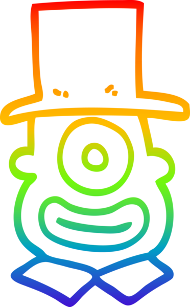 Bir insan tarafından çizilmiş silindir şapkalı bir Tepegöz çizgi çizimi.