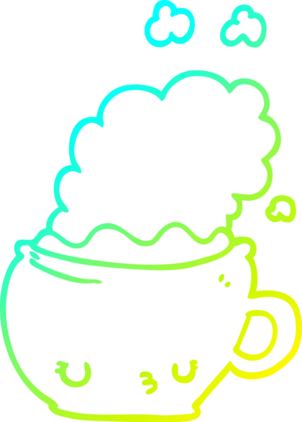 Bir insan tarafından çizilmiş bir kahve fincanının soğuk gradyan çizimi