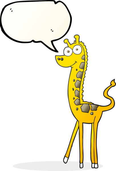 Bir insan tarafından çizilmiş serbest konuşma balonu karikatürü zürafası
