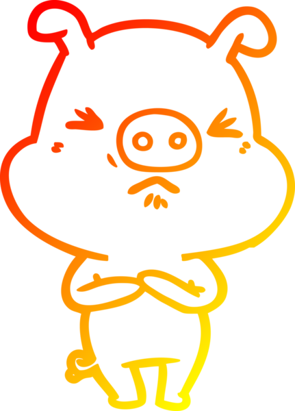 Bir insan tarafından çizilmiş kızgın bir domuzun sıcak çizgi çizimi