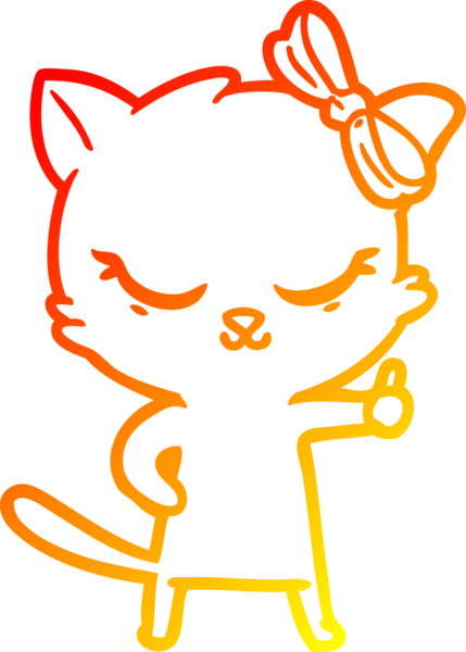 Bir insan tarafından çizilmiş sevimli bir çizgi film kedisinin sıcak çizgi çizimi