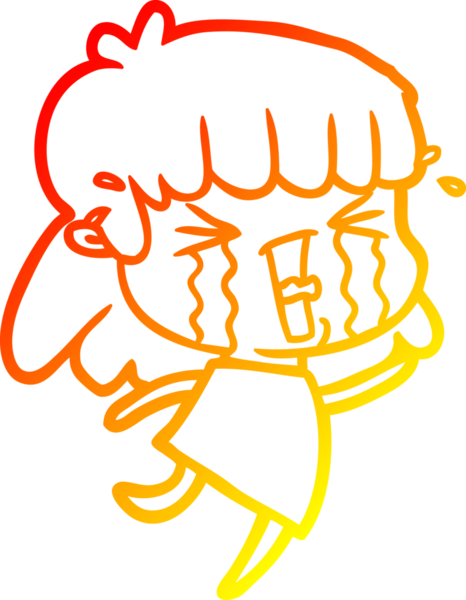 Bir insan tarafından çizilmiş göz yaşları içindeki çizgi film kadını çizimi.