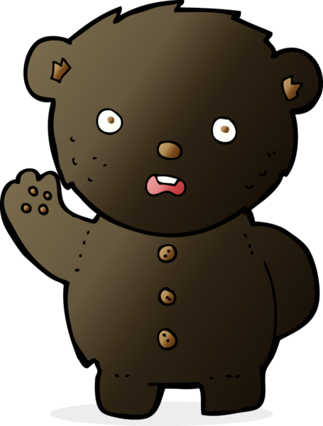 Bir insan tarafından çizilmiş mutsuz siyah oyuncak ayı.