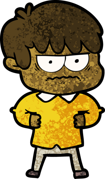 Bir insan tarafından çizilmiş sinirli çizgi film çocuğu.