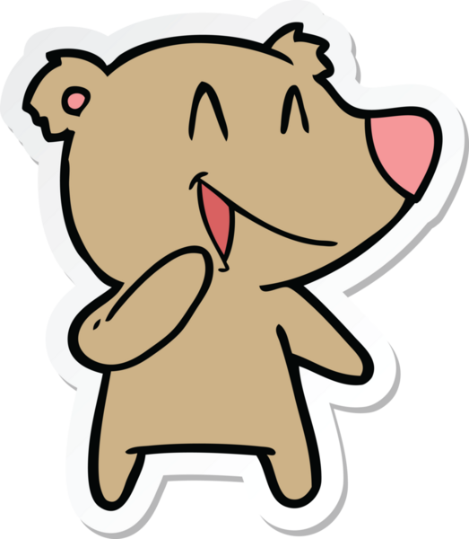 Bir insan tarafından çizilmiş, gülen ayı çizgi filminin çıkartması.