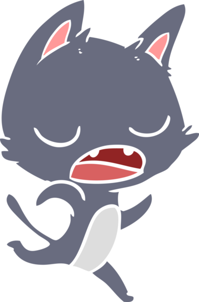 Konuşan kedi düz renkli çizgi film Bir insan tarafından çizildi