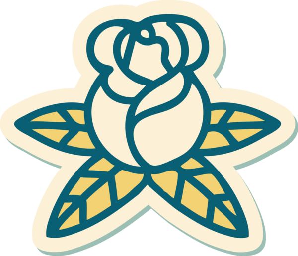 Bir insanın çizdiği tek bir gülün geleneksel stiliyle dövme çıkartması.