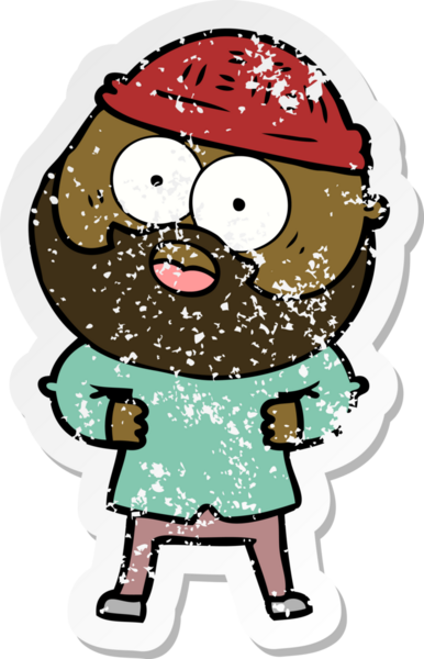 Bir insan tarafından çizilmiş sakallı bir adamın sıkıntılı çıkartması.