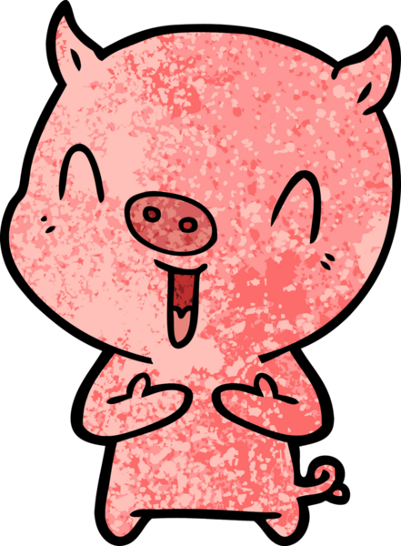 Bir insan tarafından çizilmiş mutlu çizgi film domuzu.