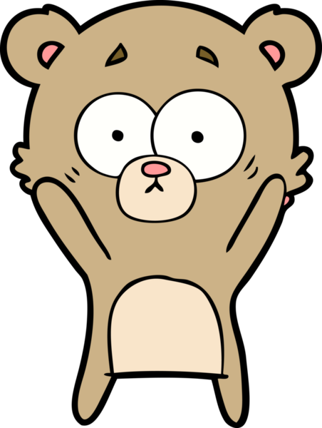 Bir insan tarafından çizilmiş endişeli ayı karikatürü.