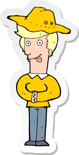 Bir insan tarafından çizilmiş şapkalı bir adamın çıkartması.