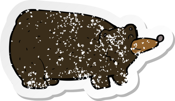 Bir insan tarafından çizilmiş komik bir çizgi film kara ayısının gerilimli çıkartması.