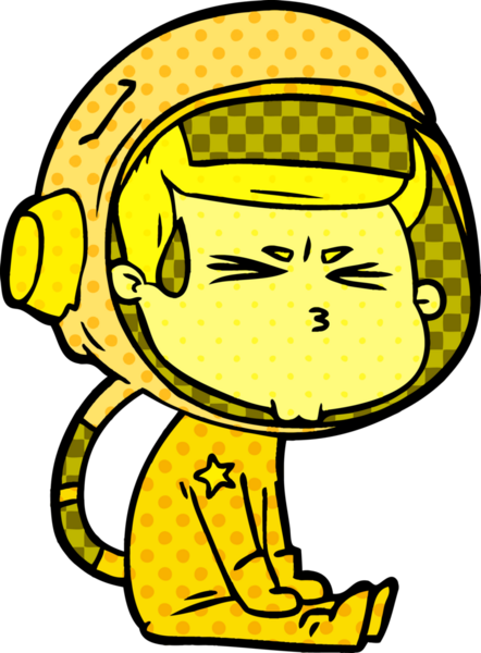 Çizgi film bir insan tarafından çizilmiş astronot.