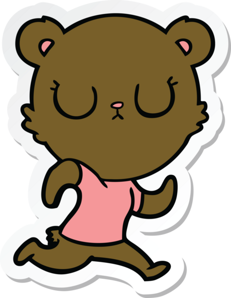 Bir insan tarafından çizilmiş barışçıl bir çizgi film ayısının çıkartması.