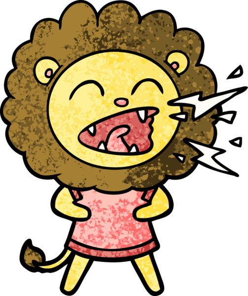 Bir insan tarafından çizilmiş kükreyen aslan resmi.