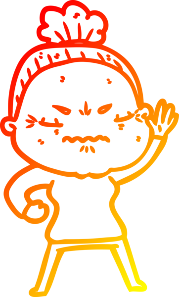 Bir insan tarafından çizilmiş, karikatür çizen yaşlı bir kadın.