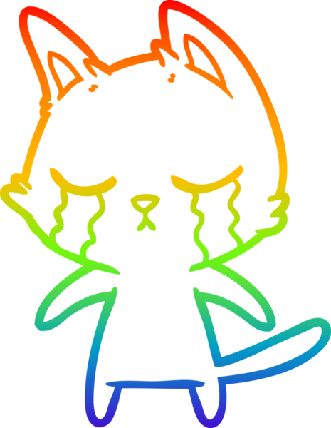 Bir insan tarafından çizilmiş ağlayan çizgi film kedisinin çizimi.