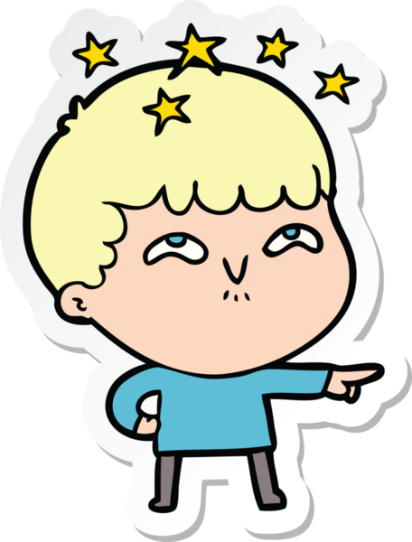 Bir insan tarafından çizilmiş bir karikatür çıkartması.