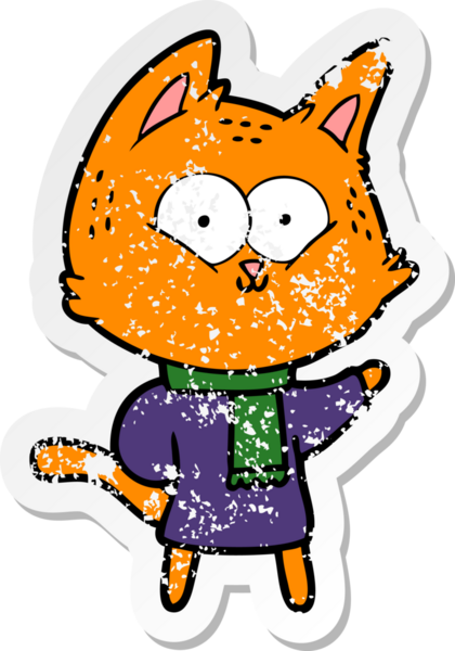 Bir insan tarafından çizilmiş karikatür bir kedinin sıkıntılı çıkartması.