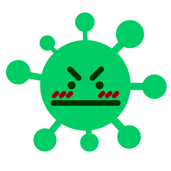 Bir insan tarafından çizilmiş rahatsız bir virüs.