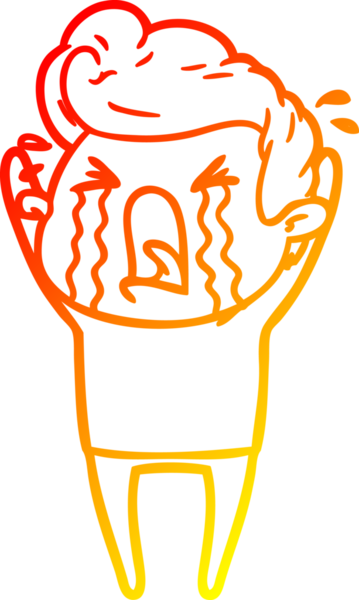 Bir insan tarafından çizilmiş, ağlayan bir çizgi film karakteri.