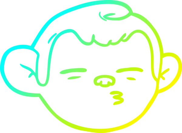 Bir insan tarafından çizilmiş bir maymun suratının soğuk eğim çizgisi.